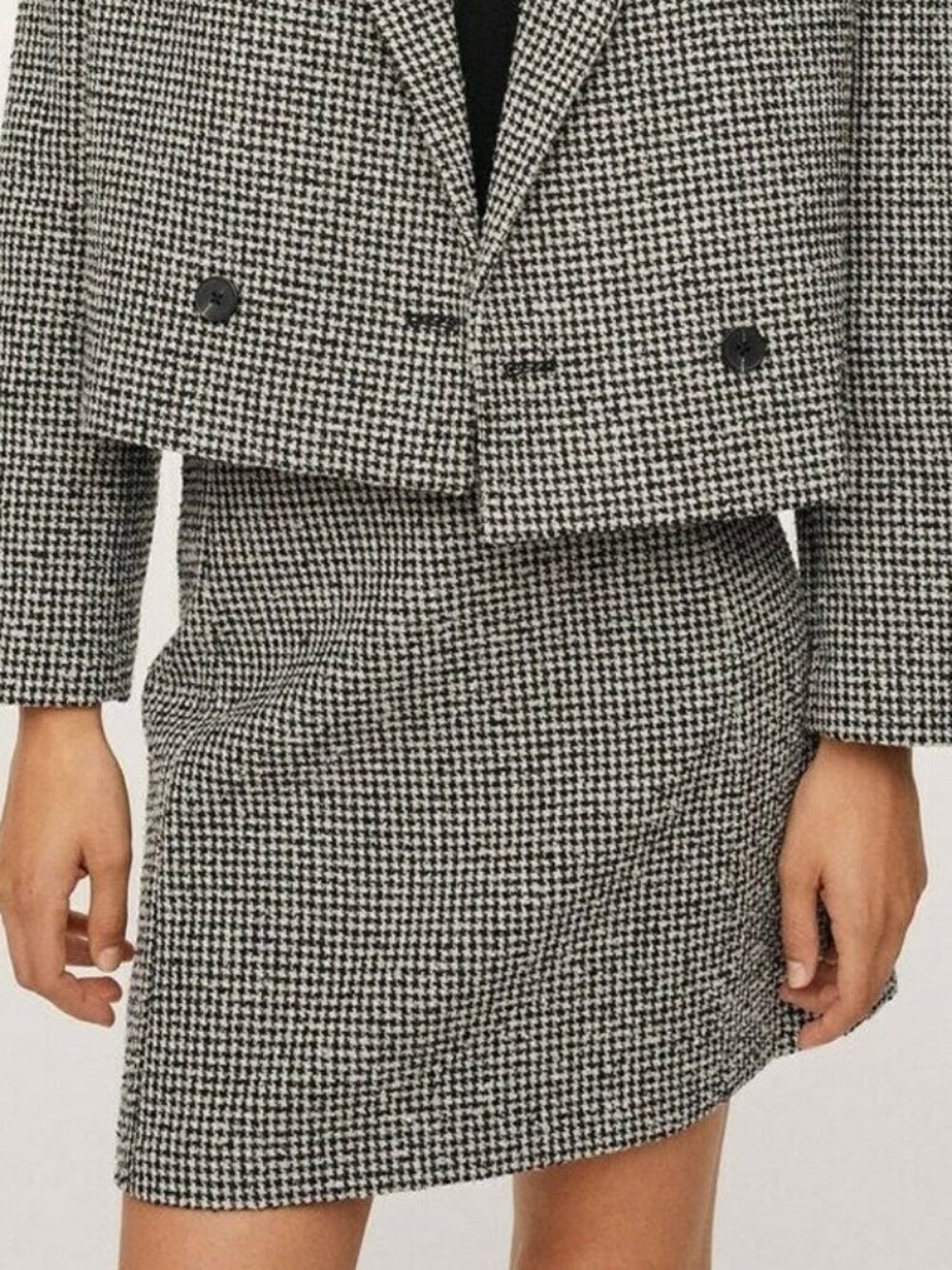 MANGO houndstooth tweed mini skirt (XXS)